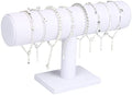 ChezMax Necklace Jewelry Display Jewelry Stand Hovering T-Bar Bracelet Holder for Home Organization - color: A-White Leatherette