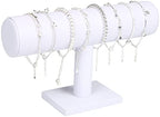 ChezMax Necklace Jewelry Display Jewelry Stand Hovering T-Bar Bracelet Holder for Home Organization - color: A-White Leatherette