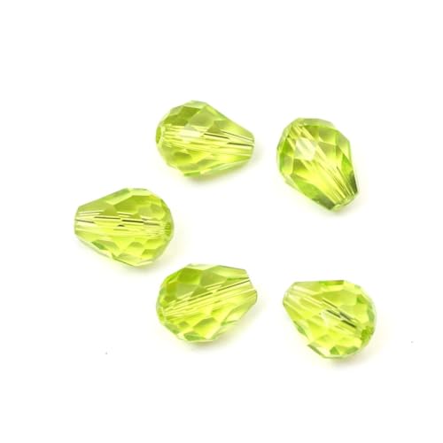 24pcs Adabele Austrian 8mm Faceted Teardrop Loose Crystal Beads Light Olivine Green Compatible with 5500 Swarovski Crystals Preciosa SST-817 - color: Light Olivine Green, size: 8mm x 6mm - 24pcs