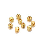 500 Pieces 3mm Cube Spacer Beads for Jewelry Making Alloy Spacer Beads Loose Spacer Beads Square Spacer Beads for DIY Craft Bracelet Necklace Jewelry Making, 1.5mm Hole, Gold