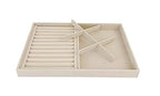 Large Beige Premium Quality Velvet Jewelry Display Box Tray Stackable Practical Trade Show Home Store 6 Grid and Ring - color: 6 Grid Rings
