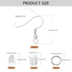 Earring Making Kits Silver Earring Hooks Hypoallergenic Ear Wires Fish Hook for DIY Jewelry Making Bulk Pack 600PCS - color: Silver
