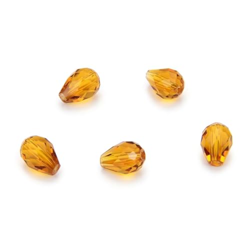 24pcs Adabele Austrian 8mm Faceted Teardrop Loose Crystal Beads Amber Yellow Compatible with 5500 Swarovski Crystals Preciosa SST-807 - color: Amber Topaz Yellow, size: 8mm x 6mm - 24pcs