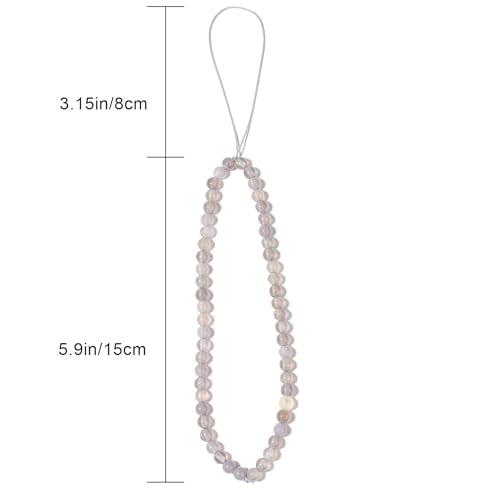Semi-Precious Gem Stones Beaded Phone Charm Cell Phone Lanyard Wrist Strap Handmade Natural Gemstone Phone Chain string - color: Gray agate