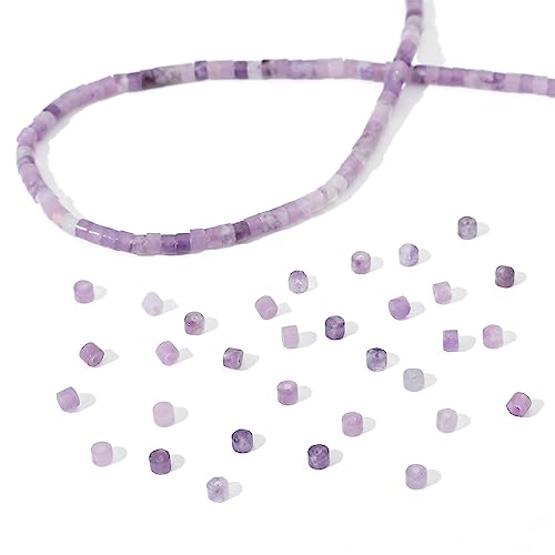 BEADIA Natural Light Amethyst Short Cylinder Beads 2x3mm 155pcs Tube Loose Semi Gemstone Beads for Jewelry Making Design - color: Light Amethyst