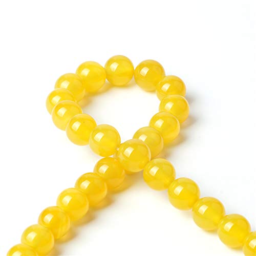 100Pcs Natural Stone 6mm Yellow Agate Round Loose Gemstone Energy Healing Beads Hole Size 1mm DIY Smooth Beads for Bracelet Necklace Earrings Jewelry Making - color: Yellow Agate, size: 6mm