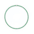 Gemsme 18K White Gold Plated Halo Necklace 5.0mm Round Cubic Zirconia Classic Tennis Necklace - color: White Gold - Green, size: 20 inch