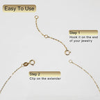 14K Solid Gold Necklace Extender Real Bracelet Extender 2 3 4 Inch Durable Adjustable Chain Gold Anklets Extension for Women 2" 3" 4" (14K Yellow Gold-2 IN) - color: 14K Yellow Gold-2 IN