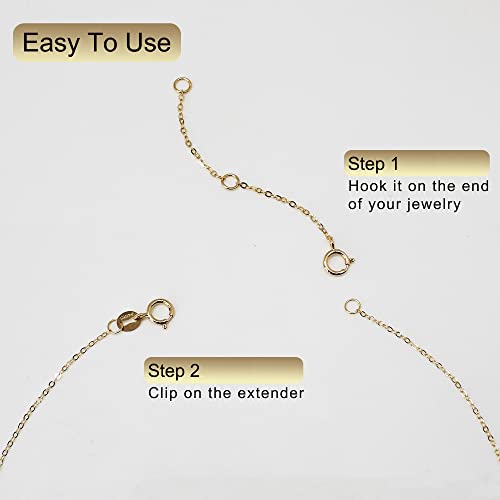 14K Solid Gold Necklace Extender Real Bracelet Extender 2 3 4 Inch Durable Adjustable Chain Gold Anklets Extension for Women 2" 3" 4" (14K Yellow Gold-2 IN) - color: 14K Yellow Gold-2 IN