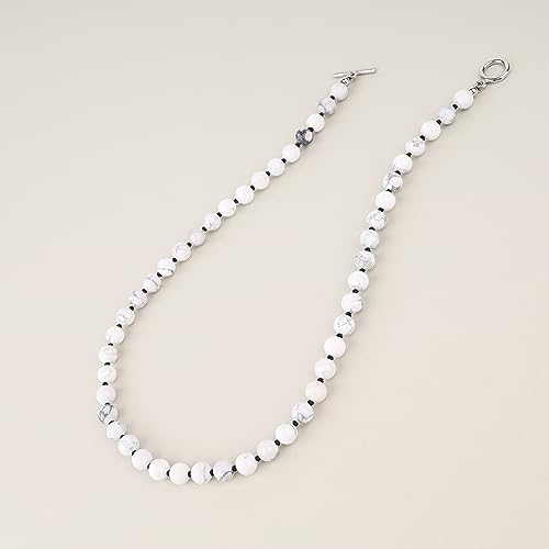 GAVU Hand-knotted Men's Beaded Necklace, Crystal Necklace for Men - color: Howlite, size: 20"