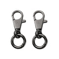 2pcs Double Opening Snap Hooks Heavy Duty Metal Push Gate Swivel Lobster Clasp Keychain Clip Purse Making Accessories (Black) - color: Black