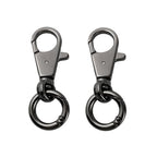 2pcs Double Opening Snap Hooks Heavy Duty Metal Push Gate Swivel Lobster Clasp Keychain Clip Purse Making Accessories (Black) - color: Black