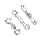 925 Sterling Silver Lobster Clasp for DIY Necklace Bracelet Jewelry Making, Double Spring Clasp with Closed Jump Rings, Necklace Extender Clasp Connector Bracelet Extension (Style 12) - style: Style 12