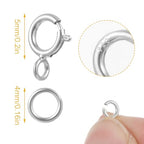 7 Sets 925 Sterling Silver Necklace Clasps and Closures 5mm Spring Ring Clasp Jewelry Clasps with Closed Jump Rings 4mm for Bracelet Necklace Extender Connectors for Jewelry Making Repair