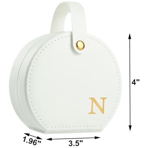 Travel Jewelry Case, Elegant Half-Moon Design with Golden Accents, Detachable Handle, White Personalized Accessory Organizer, Fashion-Forward Gift for Women and Teens(N) - style: N