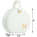 Travel Jewelry Case, Elegant Half-Moon Design with Golden Accents, Detachable Handle, White Personalized Accessory Organizer, Fashion-Forward Gift for Women and Teens(N) - style: N