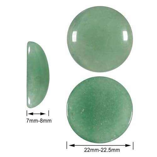 moonsix 10PCS Round Green Aventurine Cabochons Flatback CAB Gemstone Beads Crystal Flat Stone for DIY Craft Jewelry Making, 22mm - color: green, size: 22mm