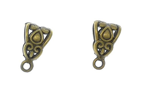 ALIMITOPIA 100pcs Alloy Beads Bails Connector for DIY Necklace Bracelet Jewelry Charm Pendant Hanging Adapter(Antique Bronze) - color: Bronze