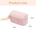 Velvet Mini Travel Jewelry Case Small 2-in-1 Ring Holder Box Keychain Portable Storage Clutch Organizer Gift for Women Earrings Necklace Wedding Party Outdoor
