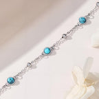 HPQQ Anklet Bracelet for Women 925 Sterling Silver Natural Stone Chain Bead Ankle Bracelet Beach Summer Fine Jewelry Mothers Day Birthday Gifts for Women Mom Wife - color: Bracelet-7"-9"-Turquoise