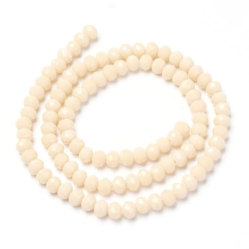 Elecrelive 600Pcs Antique White Glass Crystal Beads 8mm Faceted Rondelle Beads Briolette Tiny Loose Crystal for Bracelets Earring Jewelry Making - color: Beige, size: 8x6mm