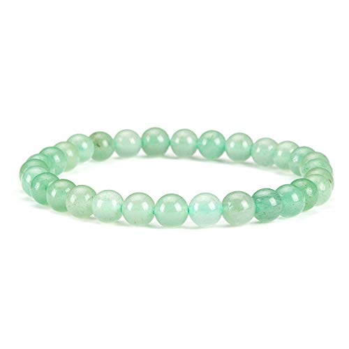 Cherry Tree Collection - Small, Medium, Large Sizes - Gemstone Beaded Bracelets For Women and Men - 6mm Round Beads - color: Green Aventurine, size: Medium