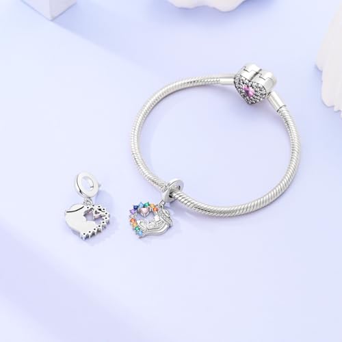 LAZA Charms for Bracelets 925 Sterling Silver Butterfly Summer Travel Ocean Lucky Charm Beads Pendant Jewelry for Women Mom - color: Loving mother hugs baby