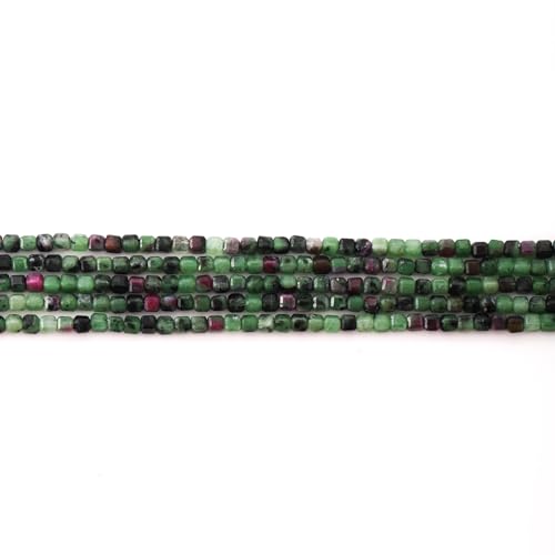 Faceted Natural Green Ruby Zoisite 2-3mm Cube Square Loose Beads Gemstone Small Loose Beads Healing Crystal Energy Stone for DIY Jewelry Making 15" - color: Green Ruby Zoisite