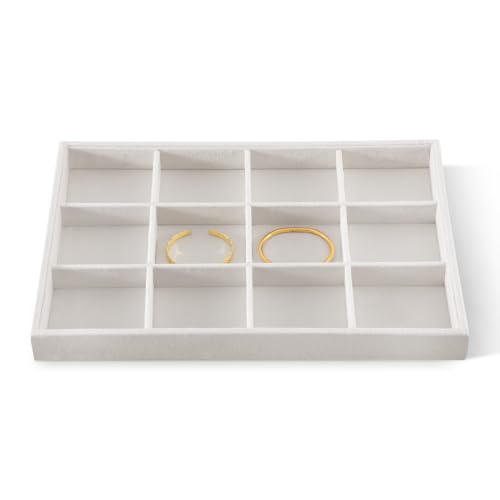 Jewelry Organizer Tray, Velvet Bracelet Display, Premium Jewelry Tray, Luxury Bangle Organizer,White Watch Tray - color: White, size: 12 Grid Tray