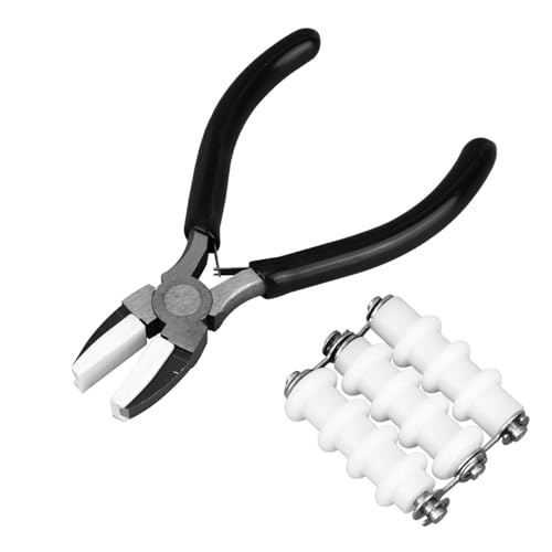 Jewelry Wire Straightener and Nylon Pliers, Durable Soft Jaw Jewelry Wire Straightening Plyers Tool Three Rollers Wrapping Straightener for Beading Weaving & Twining Projects