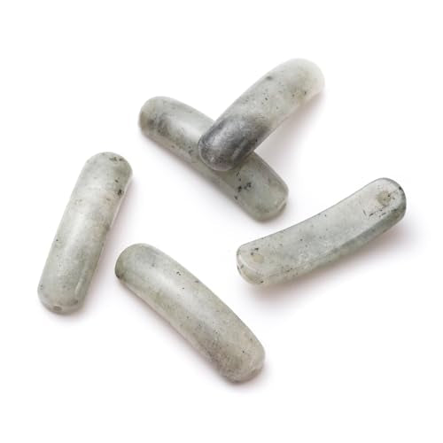 5PCS Natural White Labradorite Stone Rectangle Curved Beads Gemstone Pendants Connectors for DIY Bracelet Neclace Jewelry Making - color: White Labradorite