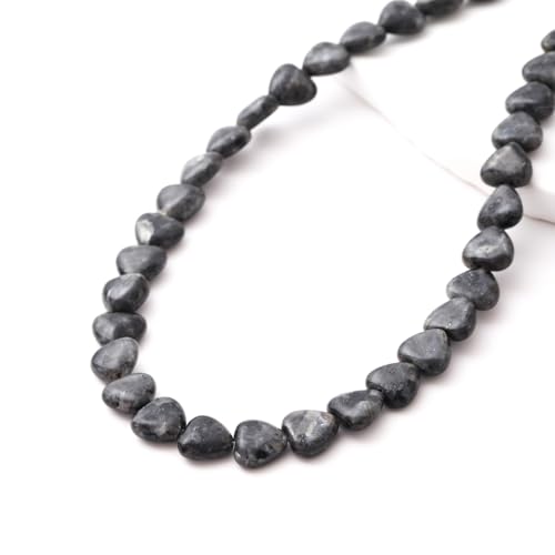 10mm Natural Black Labradorite Stone Beads Heart Shape DIY Loose Gemstone Energy Healing Crystal Charms for Jewelry Making Handmade - color: Black Labradorite