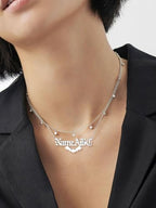 GoldChic JEWELRY Name Necklace Personalized for Men, Womens Custom Name Plate Chain, Stainless Steel Customized Old English Nameplate Choker with Curb Chains Custom, 16 inches to 30 inches - color: Rolo Chain(1.8 mm)&Bat- Steel