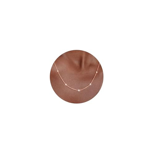 Carffordo Mothers Day Gifts 925 Sterling Silver Chain Necklace 16K Gold Plated Beaded Chain Necklace for Women Simple Dainty Choker Necklace Satellite Waterproof Link Necklace Trendy Jewelry Gifts - color: Rose Gold, size: 20 Inches (Women's Long Length)