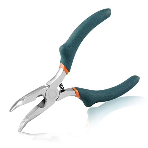 SPEEDWOX Bent Nose Pliers With Cutter - 5 Inch Curved Serrated Jaw Convex Shoulder Precision Jewelry Pliers For Wire Wrapping & Beading - style: Bent Nose Pliers With Cutter
