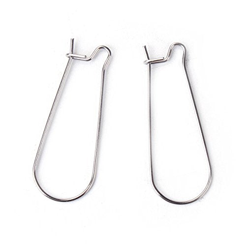 JGFinds Stainless Steel Ear Wire Hooks, 48 Pack Earring Findings, Secure Lock Kidney Wires - Teardrop Dangle 1 1/4 Inch - size: 1 1/4 Inch Long