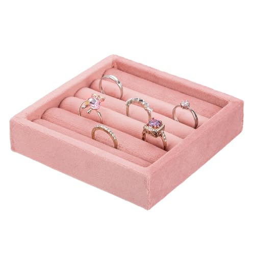 uxcell Stackable Jewelry Storage Tray, Jewelry Tray Drawer Organizer, Small Display Box for Earrings, Necklaces, Rings and Bracelets, Light Pink - color: Light Pink