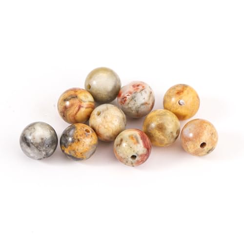 100Pcs Natural Stone 6mm Crazy Agate Round Loose Gemstone Energy Healing Beads Hole Size 1mm DIY Smooth Beads for Bracelet Necklace Earrings Jewelry Making - color: Crazy Agate, size: 6mm