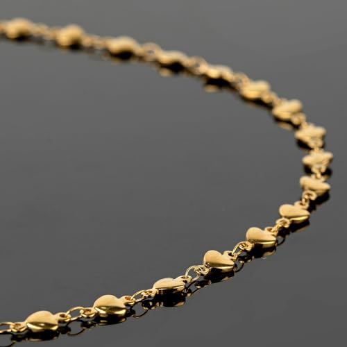 UMAOKANG 5 Meters Gold Plated Heart Chain for Jewelry Making Stainless Steel Chains Bulk for Women Necklace Anklet DIY Jewelry Supplies Findings - color: Gold Heart