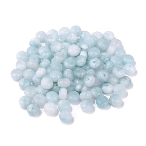 Raicegs 100pcs 5×8mm Rondelle Aquamarine Beads Natural Gemstone Beads Abacus Disk Stone Loose Beads for Jewelry Making DIY Bracelets Necklace - color: Aquamarine, size: 5×8mm Rondelle
