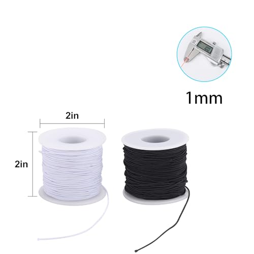 Stretchy String for Bracelets, 2 Rolls 0.8mm,1 mm,1.5mm,330 Feet Sturdy Elastic String for Jewelry Making, Necklaces, Beading and Crafts (White Black (1.0mm)) - size: White Black (1.0mm)