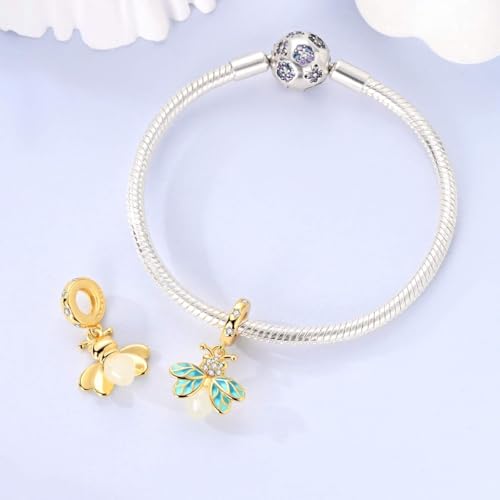 LAZA Charms for Bracelets 925 Sterling Silver Butterfly Summer Travel Ocean Lucky Charm Beads Pendant Jewelry for Women Mom - color: Golden Bees