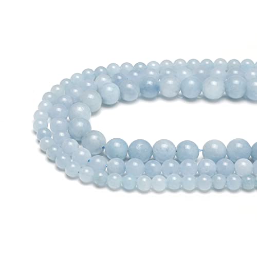 60pcs 6mm Natural Stone Beads Aquamarine Beads Energy Crystal Healing Power Gemstone for Jewelry Making, DIY Bracelet Necklace - color: Aquamarine, size: 6mm