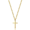 Joxevyia 14K Gold Filled Cross Necklace for Men Figaro Chain Stainless Steel Polished Cross Pendant Necklace Simple Baptism Faith Jewelry Gift - size: 24 inches, style: Big cross pendant(1.2"*0.7")
