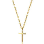 Joxevyia 14K Gold Filled Cross Necklace for Men Figaro Chain Stainless Steel Polished Cross Pendant Necklace Simple Baptism Faith Jewelry Gift - size: 20 inches, style: Big cross pendant(1.2"*0.7")