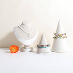 Velvet Necklace display stand for Selling, Jewelry Bust Mannequin for Show, Small Necklace Holder Stand【Beige】 - color: Beige