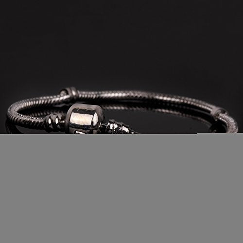 RUBYCA 5pcs 6.3" Silver Color Clasp European Snake Chain Charm Bracelet fit Charm Beads DIY - color: Silver, size: 16 CM