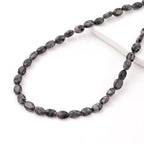 6×8mm Natural Black Labradorite Gemstone Loose Beads Flat Oval Healing Crystal Loose Stone Beads for Jewelry Necklace Bracelet Earring Craft - color: Black Labradorite