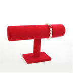 Jewelry Organizer Stand for Women - T-Bar Bracelet, Watch & Hair Tie Storage Display Rack with Travel-Friendly Design(Red Velvet) - color: Red Velvet
