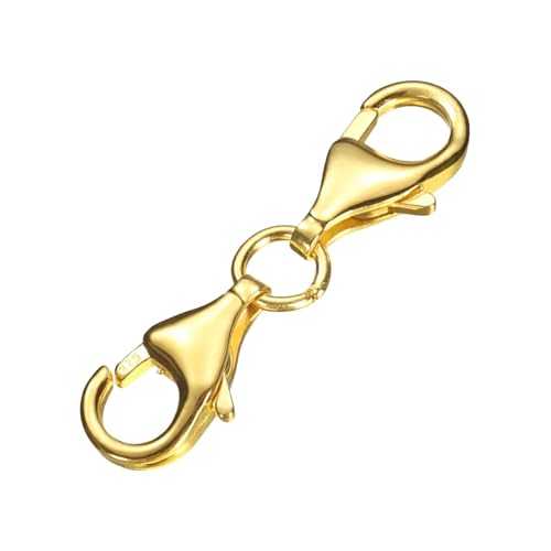 uxcell Bracelet Extender, 925 Sterling Silver Double Lobster Claw Clasps Necklace Extenders, Connector Extension Clasp for DIY Making Jewelry Chain (20mm/0.79", Gold) - color: Gold